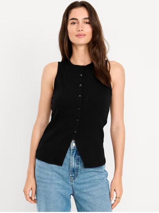 Old Navy Tops - Old Navy Sleeveless Button-Down Ribbed Top